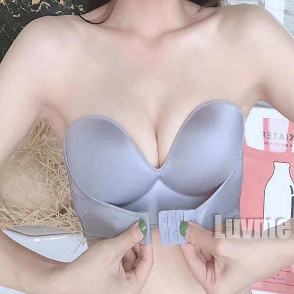 

strapless bra women invisible bras push up lingerie backless brassiere seamless bralette underwear for wedding dress #f, Red;black