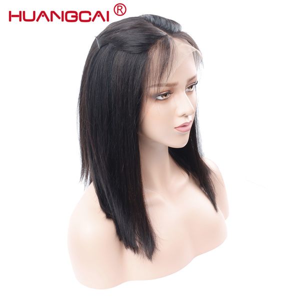 

short bob wigs for women brazilian straight hair lace front human hair wigs pre plucked with baby hair, Black