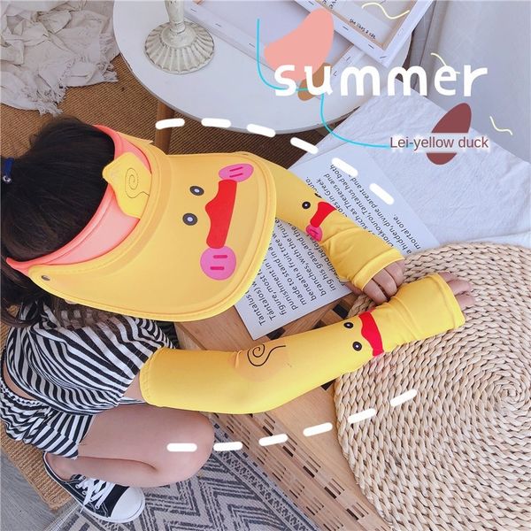 

2-12 years old summer new children's cartoon empty-cap with sleeves ice sleeve ice sleeve, Yellow
