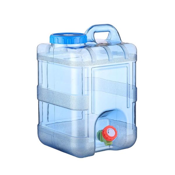 

15l with lid storage reusable water bucket outdoor with faucet grade container home self driving portable picnic drinking