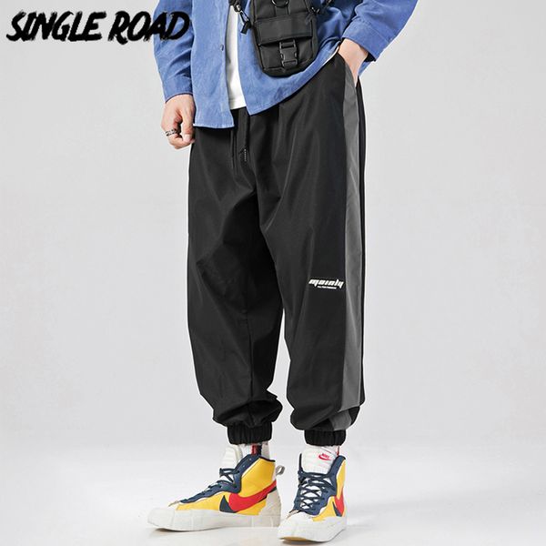 

singleroad mens sweatpants joggers men fashion 2020 side striped hip hop japanese streetwear trousers korean harem pants for men, Black