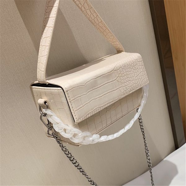 

new crocodile pattern ladies messenger bag women's box shape shoulder bags fashionable chain ladies handbag simple fashion bag