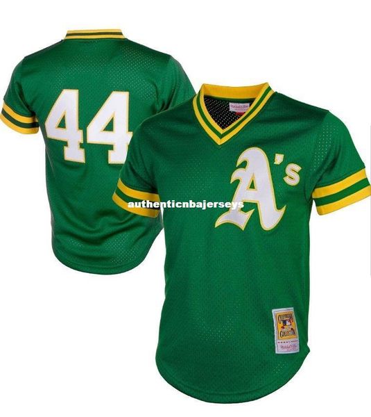 

mitchell & ness reggie #44 green mesh batting practice jersey a's throwbacks mens stitched baseball jerseys, Gray