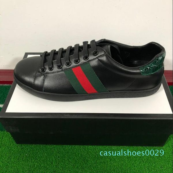 

new casual fashion designer shoes ace embroidered white tiger bee shoes genuine leather designer sneaker mens women casual shoes c29, Black