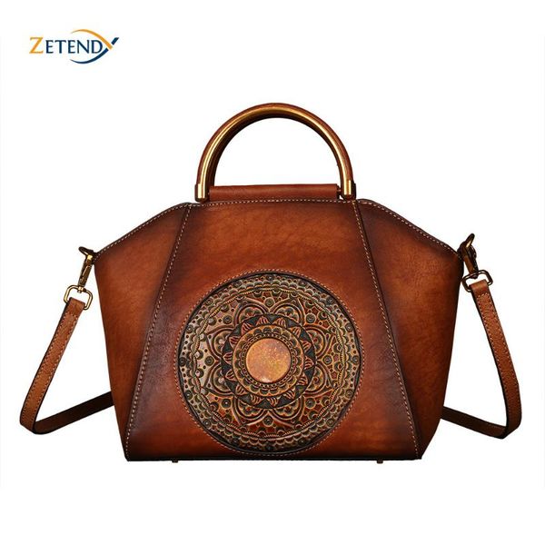 

genuine leather bag retro embossed cowhide women handbags vintage manual paint crossbody bags shell shoulder bags