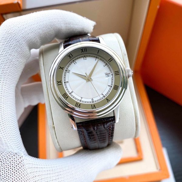 

lluxury men automatic watches 2924 automatic movement leather strap 50m waterproof wristwatch 42mm mechanical watch for men, Slivery;brown