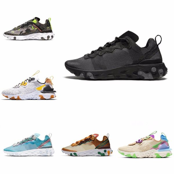

new ashion react element running shoes fo men women light bone triple black royal solar team red mens trainers sports sneaker runner s#07273