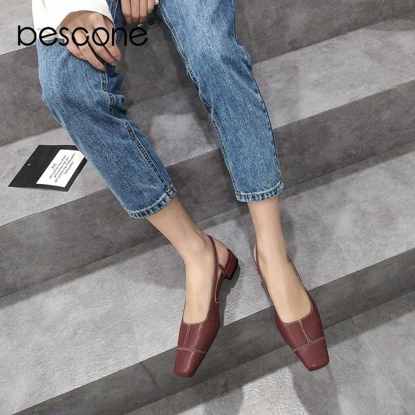 

bescone concise women' s pumps england style casual sheepskin slingbacks buckle comfortable shoes solid pumps bo463, Black