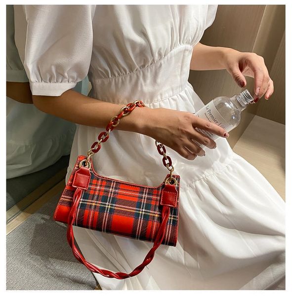

medieval magic stick women's 2020 new fashion versatile plaid armpit wand wand bag western fashion messenger bag, White