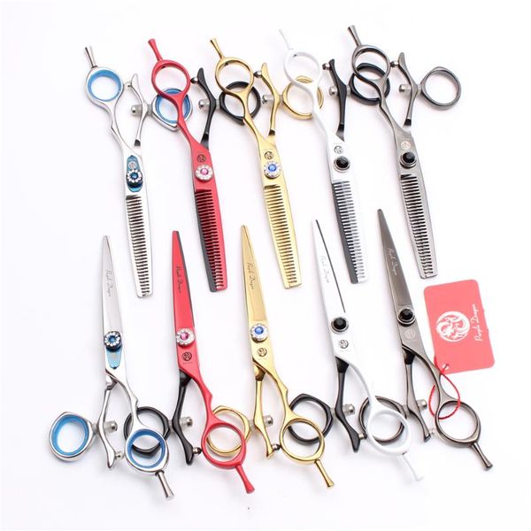 

z9019 6" purple dragon swivel handle japan 440c professional hairdresser's scissors thinning scissors cutting shears style tools