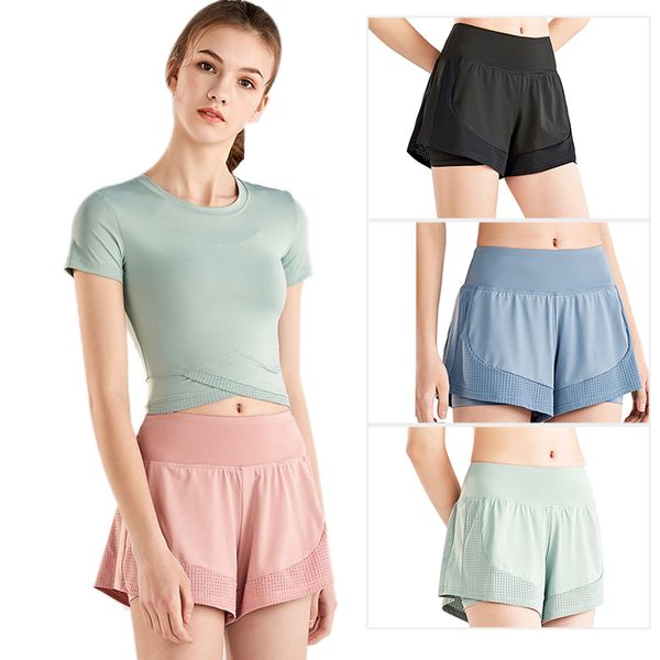 

running yoga shorts female marathon quick-drying shorts gym loose sports breathable fitness female, White;red