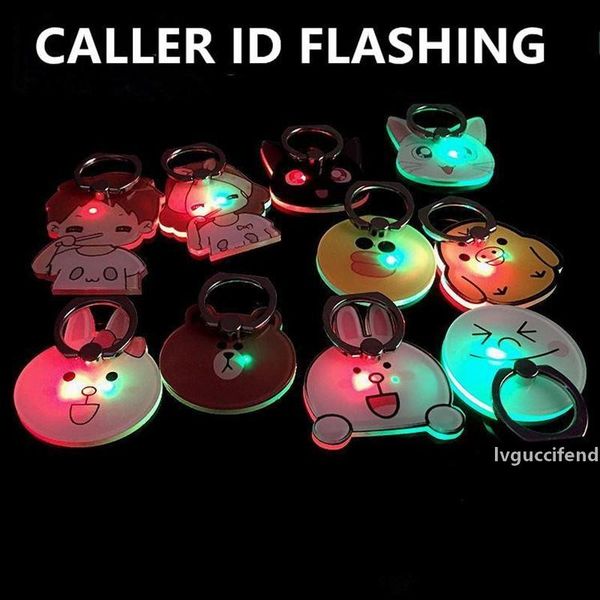 

phone stand call flashing finger ring holder for iphone 7/7 plus universal led light cartoon creative mobile phone bracket g0536