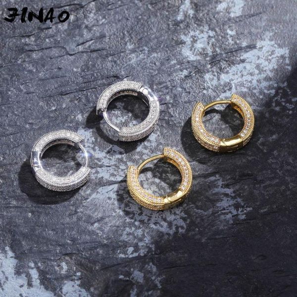 

jinao gold/silver color plated iced out double row cz stone stud earring hip hop rock jewelry earrings for male female gifts, Golden;silver