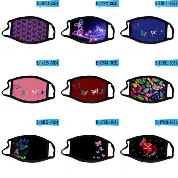 

butterfly pattern hanging mascarilla ice silk cloth mask dustproof reusable facemake with shield fashion print facemasks washable 2 2ml b2