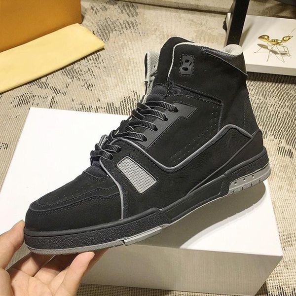 

trainer sneaker boot men 's shoes autumn and winter style footwears breathable lace -up high casual men shoes fast de, Black