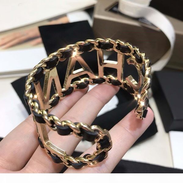 

r new string leather hollow letter opening fashion bracelet jewelry women bracelet, White