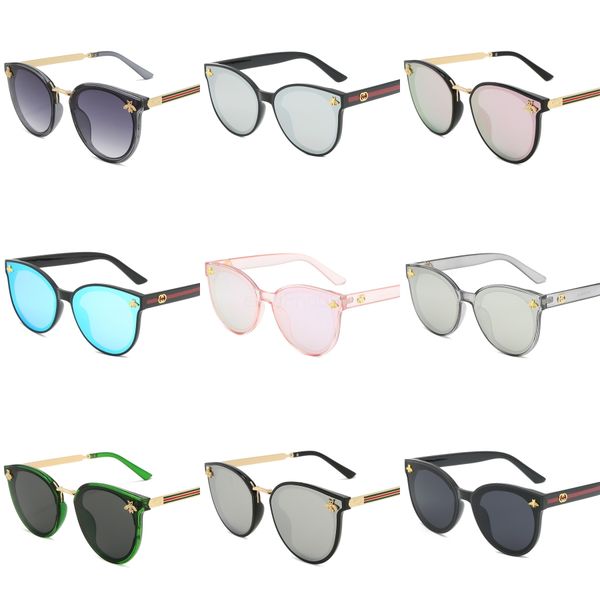 

trending products bee designer luxury women sunglasses pink fashion round letter pattern vintage retro metal frame sunglasses women#553, White;black