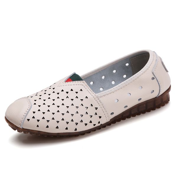 

women's summer loafers 2020 new breathable hollow white flat shoes, Black