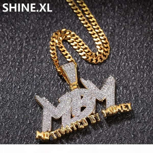 

18k gold plated drip letter mbm motivated by money two tone pendant necklace mens hip hop jewelry gift, Silver