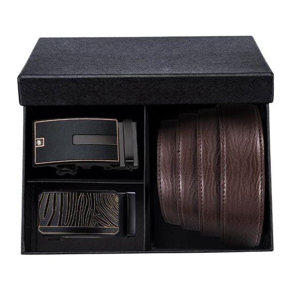 

cow genuine leather mens belt cowhide strap ratchet automatic buckle belts brand designer belts gifts for men dibangu, Black;brown