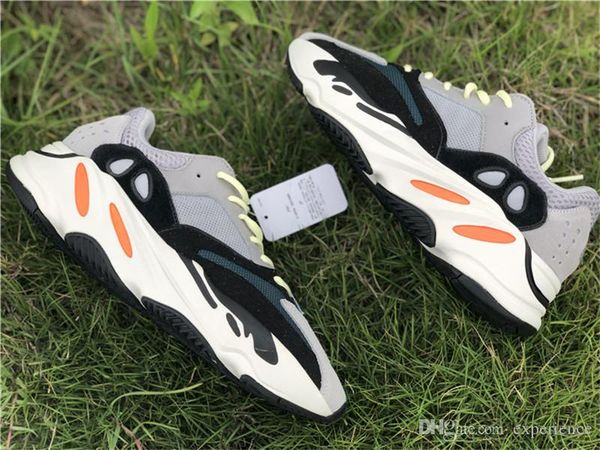 

2019 authentic originals 700 wave runner solid grey chalk white core black 3m reflective kanye west men running shoes sneakers b75571