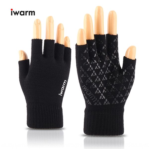 

iwarm half finger men's and women's winter gloves and warm non-slip knitted wool missing finger gloves