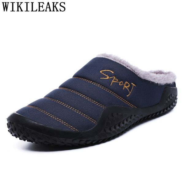 

mules warm slippers men winter slippers casual shoes men half shoes for sapatos para hombre hausschuhe herren chausson 2020, Black