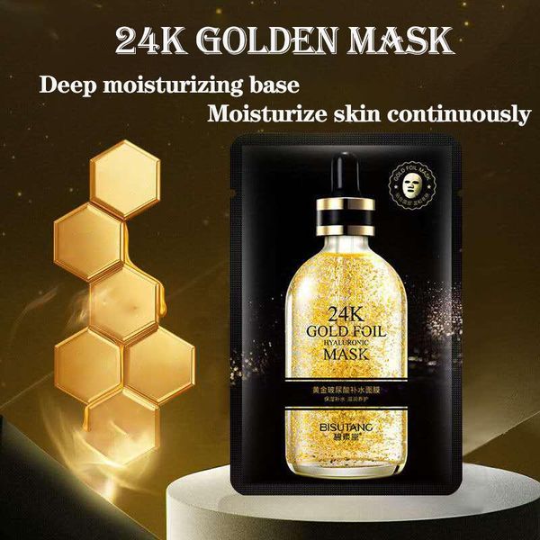 

24K gold foil Oil-Control Black Face Skin Care Anti-Aging remove wrinkles Anti-Aging Reduce fine lines Mascarilla Wholesale face mask