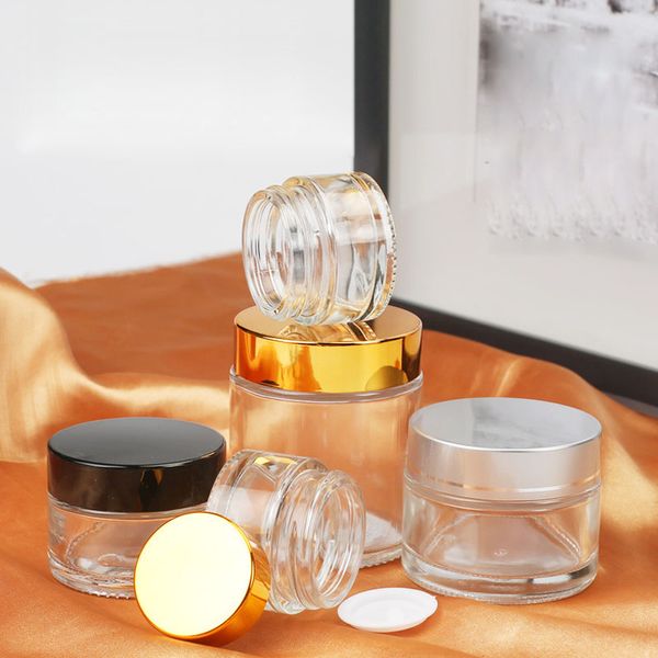 

storage bottles & jars 5pcs 5g 10g 20g 30g 50g portable empty clear glass jar pot cosmetic containers lotion sample travel cream box