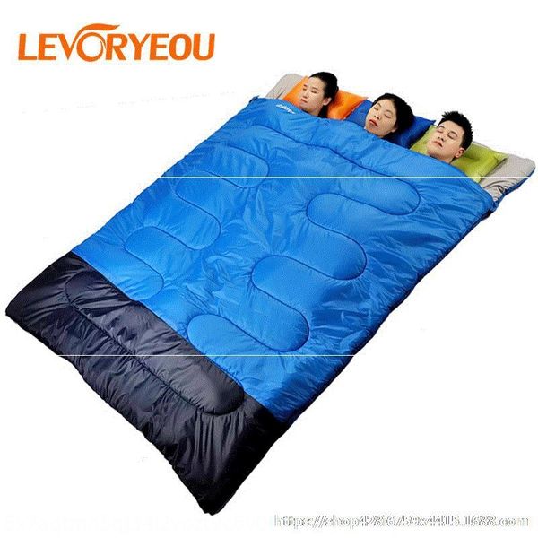 

miwzx camping three-person extra four-season sleeping bag outdoor cold-proof travel camping warm with thickened sleeping bag double light si