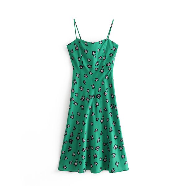 

sweet chic summer vintage floral print midi sling dress women new fashion holiday style beautiful beach dresses vestido mujer, Black;gray