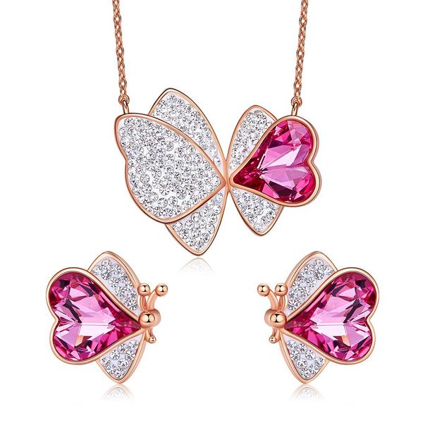 

2020 новой моды кристалл бабочки jewely набор для earings necketlace, Silver