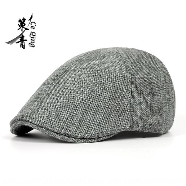 

summer classic beret cap duck tongue hat men's forward cap british style coarse linen breathable beret women's fashion, Blue;gray