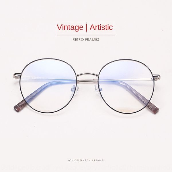 

metal fashionable round frame artistic men's and women's big face glasses optical frame 28062 myopia myopia glasses, Silver