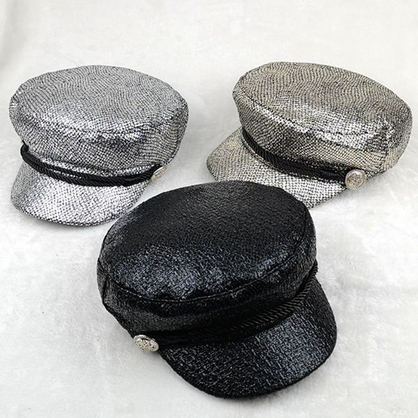 

web celebrity with korean style flat hat beret serpentine beret children's all-match navy cap british flat cap tide, Blue;gray