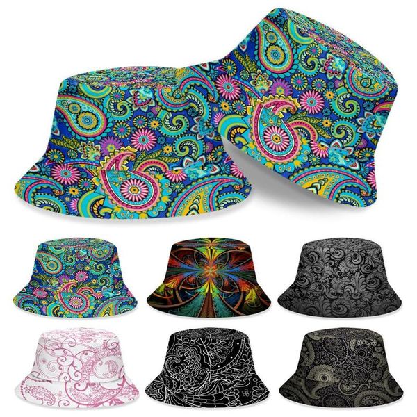 

bucket hat adults/kids 3d paisley cashew print outdoor bucket cap sun hat sunscreen fishing hats fisherman, Blue;gray