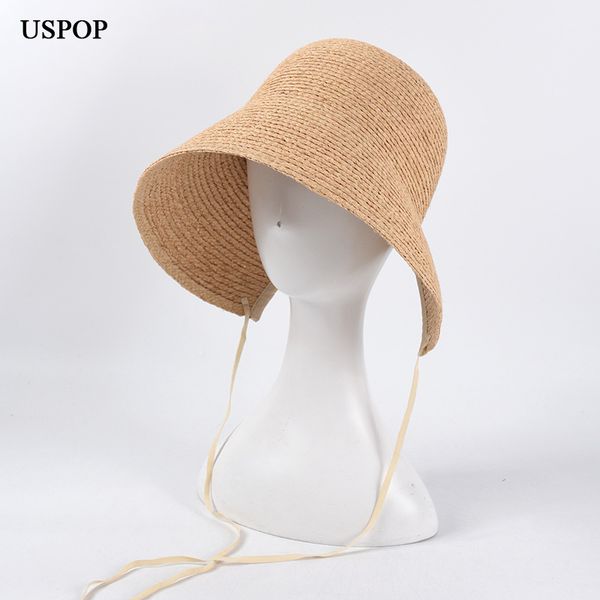 

uspop 2020 sun hats women raffia straw hats vintage lace-up beach, Blue;gray