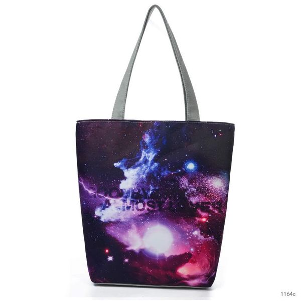 

miyahouse мешок плеча женщин холст сумка galaxy printed пляжная сумка женский travel shopping lady болса feminina