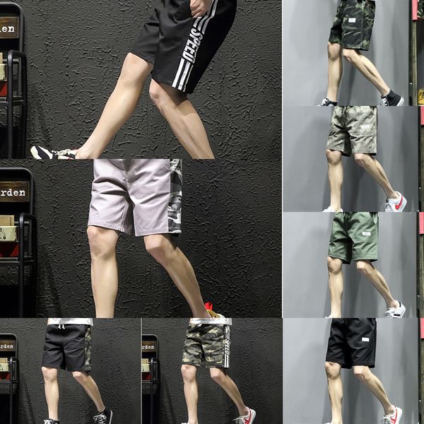 

2020 overalls casual summer men's shorts korean style trendy overalls camouflage cropped pants loose all-match sports casual pants