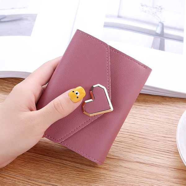 

2019 new hipster metal heart-shaped short 30% discount small wallet women's student wallet, White