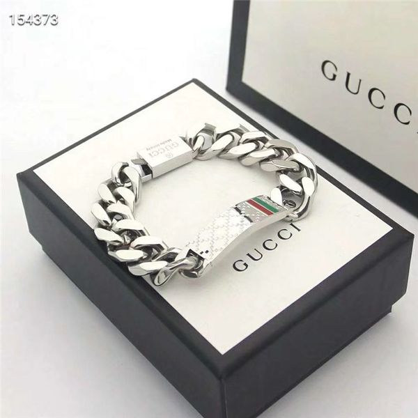 

box luxurious chain bracelet club hip hop jewelry womens mens stars bracelets stainless steel gu̴cci designer gift gūcci gift 607, Black