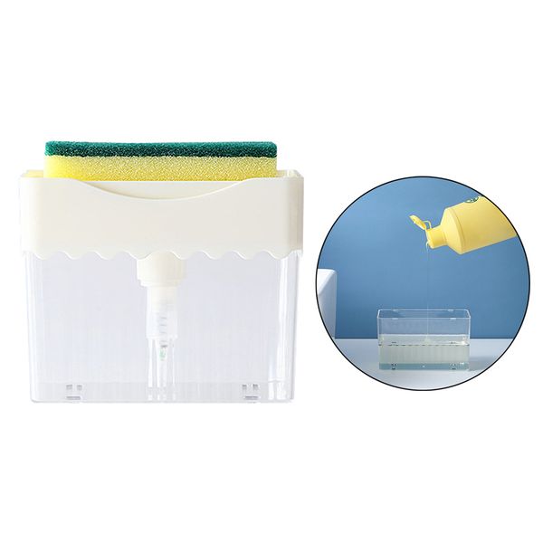 

dishwashing soap dispenser with sponge holder set for kitchen countertop