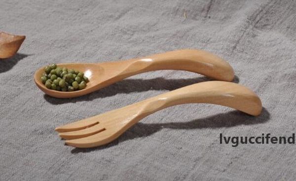 

new arrival japanese style solid wood tableware cute wooden spoon fork for children ing