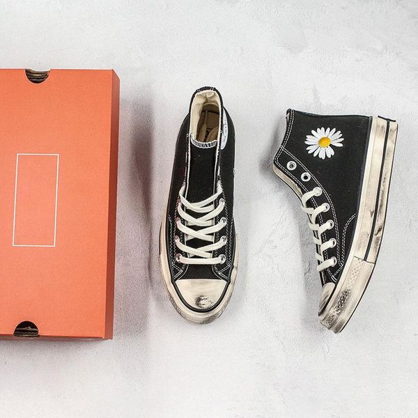 

g-dragon peaceminusone x conver canvas shoe daisy designer ig dirty shoes snesker athletic trainer sports shoes, Black