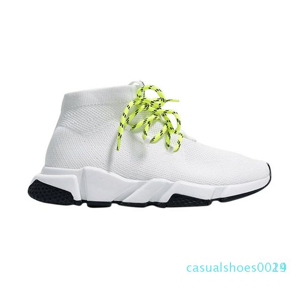 

1209 men women designer socks shoes speed trainer lace up mid black white yellow fashion girl trainers casual platform sneakers c14