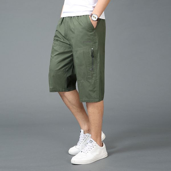 

mensnew шорты семь пунктов случайных брюки хлопок мульти-карман комбинезон большого размера свободных мужчин, Black