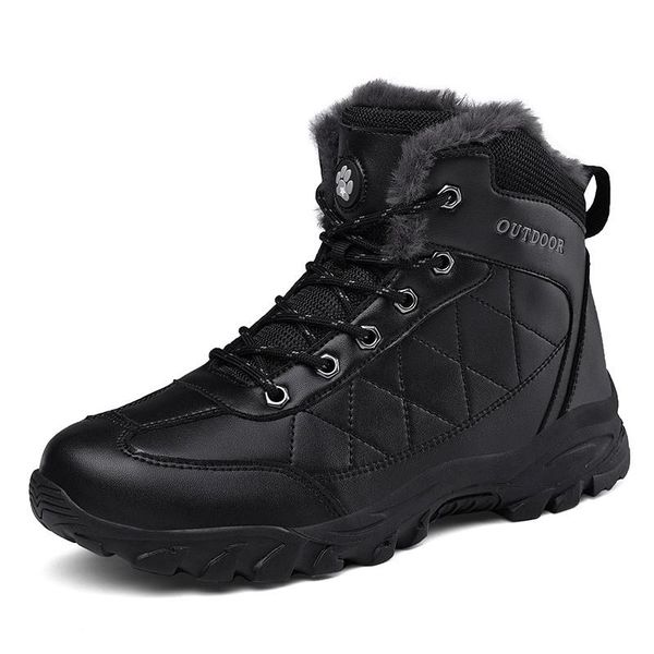 

non-slip 2020 winter men's boots waterproof ankle boots warm plush men snow outdoor safety shoes hiking size 39-48, Black