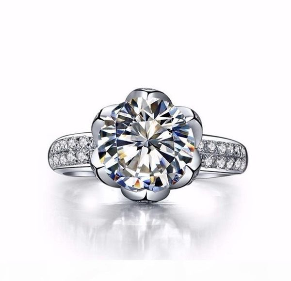 

k diamond ring original 925 sterling silver wedding rings for women romantic flower shaped inlay 3 carat cz diamond engagement ring who, Slivery;golden