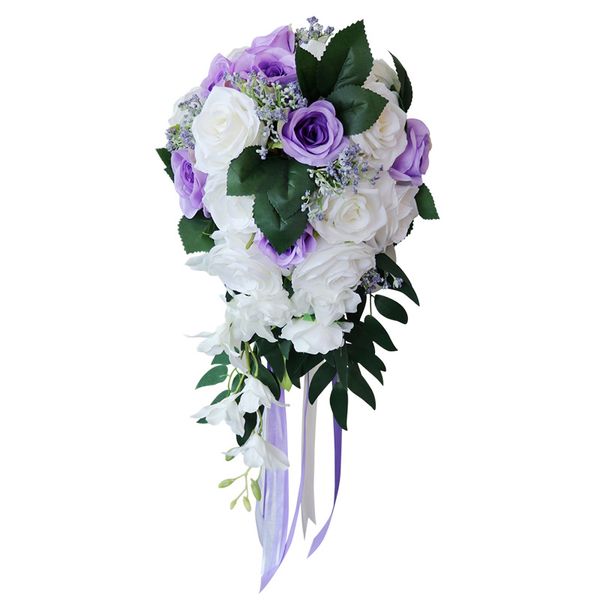 Bouquet da sposa bianco viola blush bordeaux Nuovi bouquet Arrvail 23 50 cm 2020 stile europeo economico244D