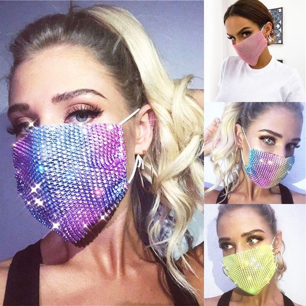 

us stock sequin bling party mask rhinestone masquerade mouth masks crystal party face mask face decoration club style rhinestone party mask